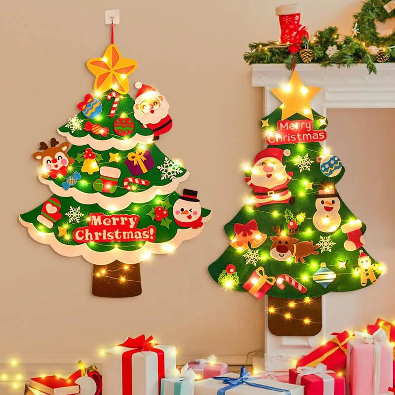 

DIY Felt Christmas Tree Merry Christmas Decorations for 2024 New Year Christmas Ornaments Santa Claus Xmas Kids Gifts