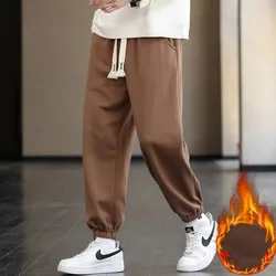Men's Autumn Winter Solid Drawstring Elastic High Waist Bandage Casual Harlan Sports Loose Work Trousers England Style Pants