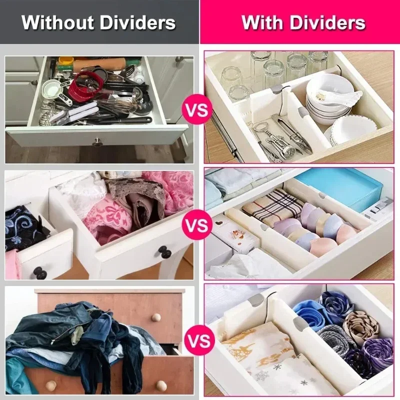 4 Pack Drawer Dividers Organizer Adjustable Storage Retractable Drawer Partition Holder Household Clapboard Kitchen Organizer 6