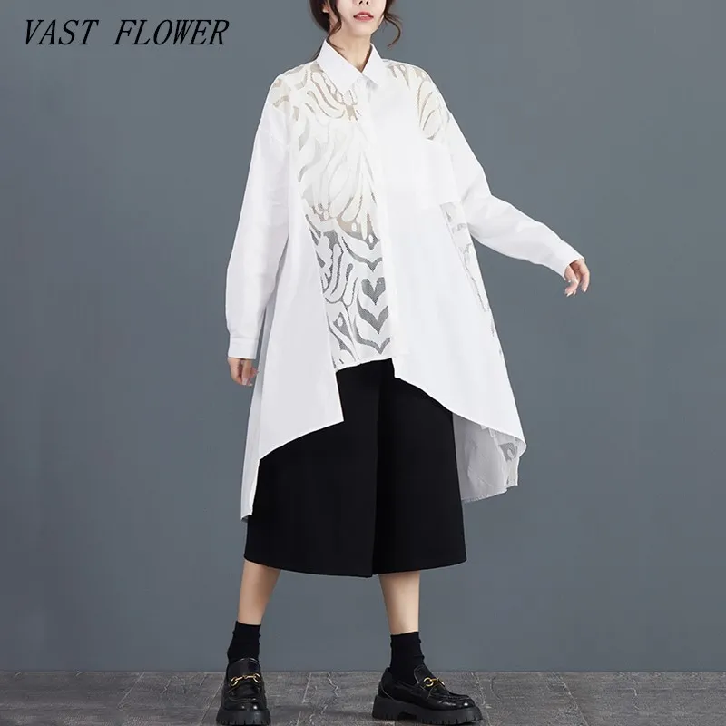 

long sleeve oversized lace vintage shirts & blouses for blouse Casual loose spring autumn tops women 2023 button up shirt