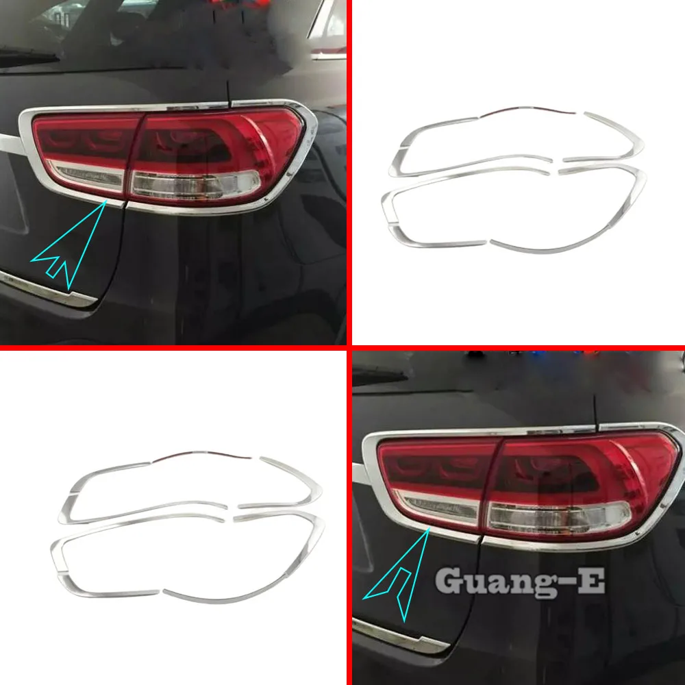 

For Kia Sorento L 2015 2016 2017 2018 Car Rear Tail Back Light Lamp Detector Frame Stick Chrome ABS Cover Trim Hoods Eyebrow