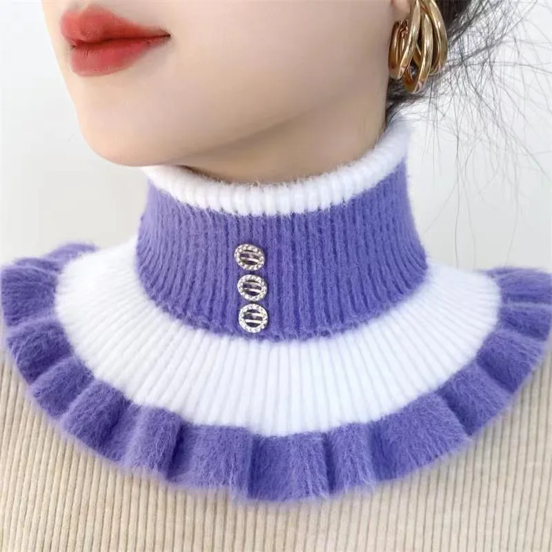 Women's Autumn Winter Warm Scarf Fake Collar Imitation Mink Velvet Soft Scarves New Neck Warmer Protection Collar