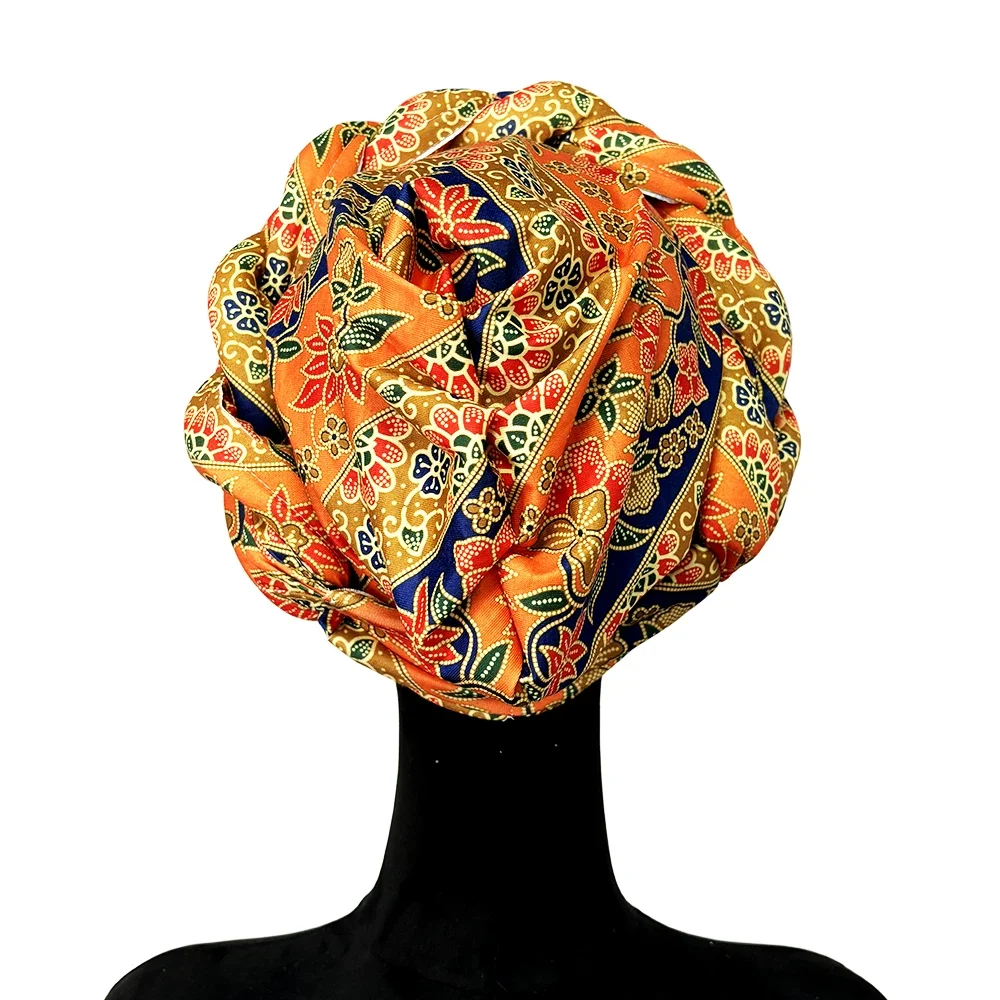 2024 New African Women Turban Cap Big Braid Head Wraps Cover Bonnet Beanie Female Headtie Hair Loss Chemo Cap Arab 6