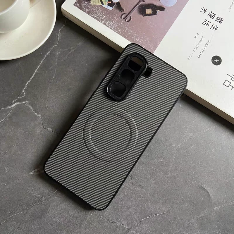 Carbon Fiber Leather Magnetic Wireless Charging Case