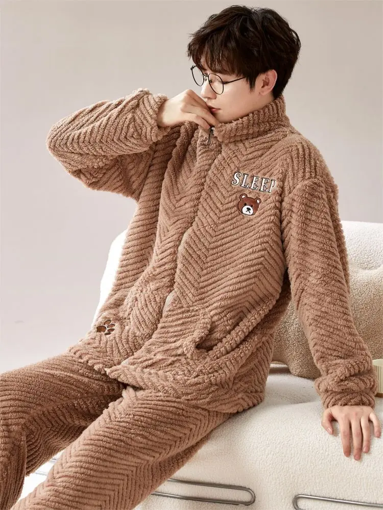 Matching Pajamas Pyjama Couple Men Winter Pajama Plush Men's Plus Size Room Wear Men Sleepwear Pijama Set Night Gown Full Body