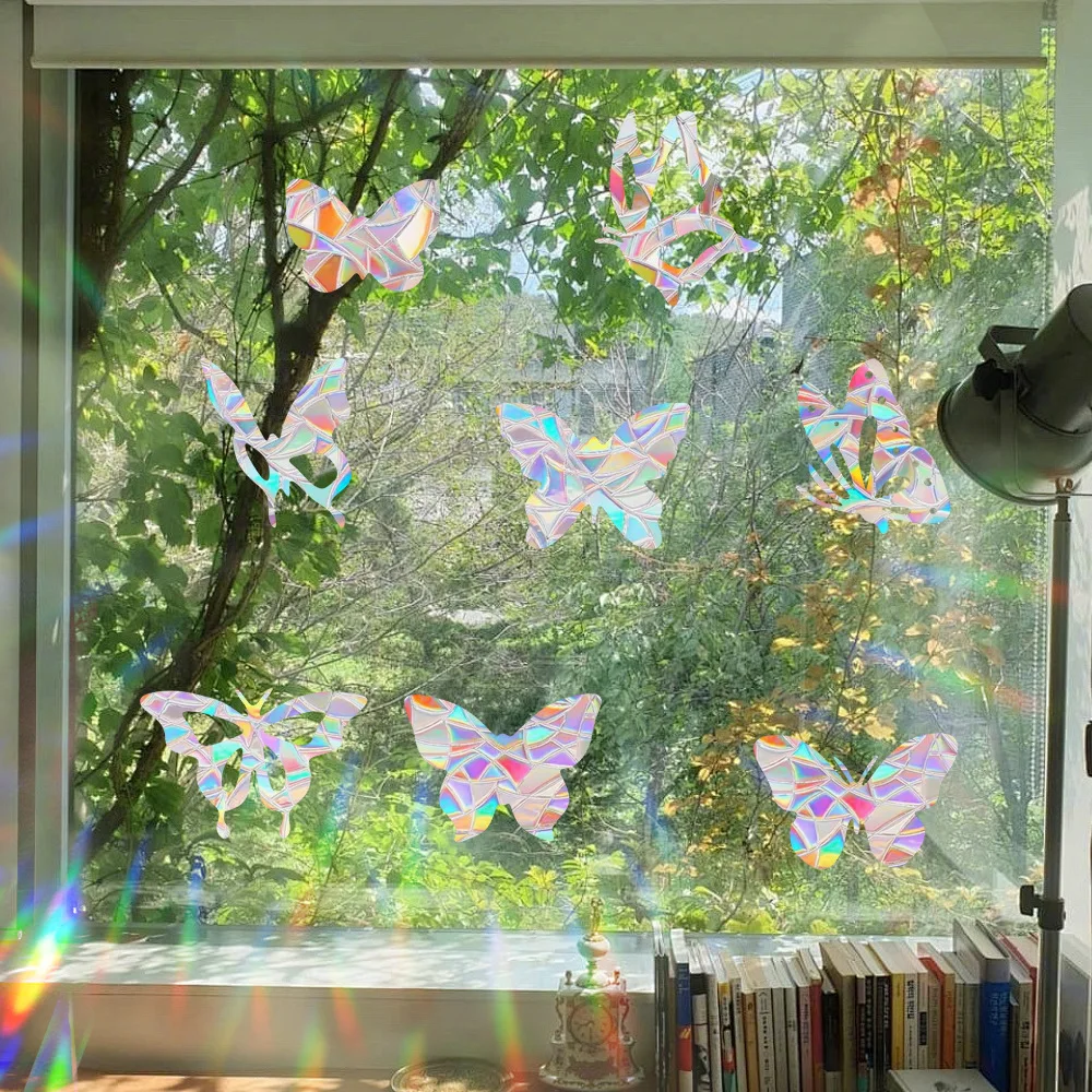 Arco-íris Suncatcher Janela Adesivos, PVC Ghost Bats, Prism Glass Wall Sticker, Room Halloween Decoration, Decalque auto-adesivo, 1 folha
