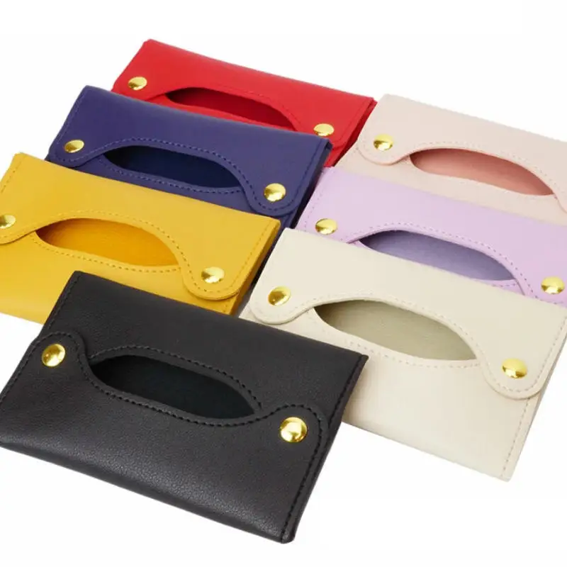 Mini Portable PU Leather Paper Towel Box Waterproof Storage Box For Handkerchief Puller For Picnic Car Front Seat