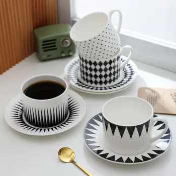 European Black & White Coffee Cup Set 1