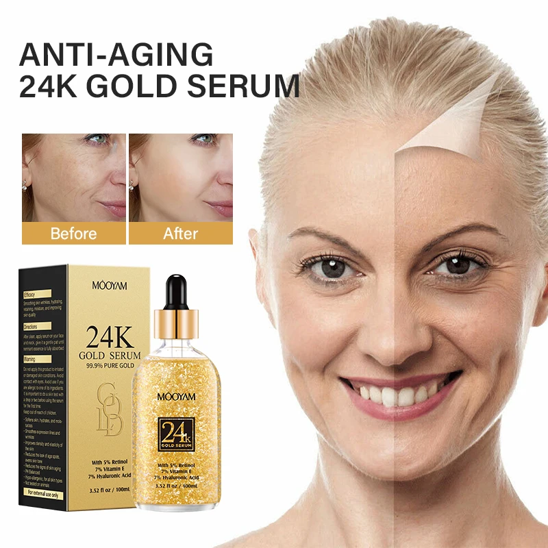 

24k Gold Serum Facial Skincare Product Anti Aging Hyaluronic Acid Face Essence Facecare Korean Products for Women Cosmetics