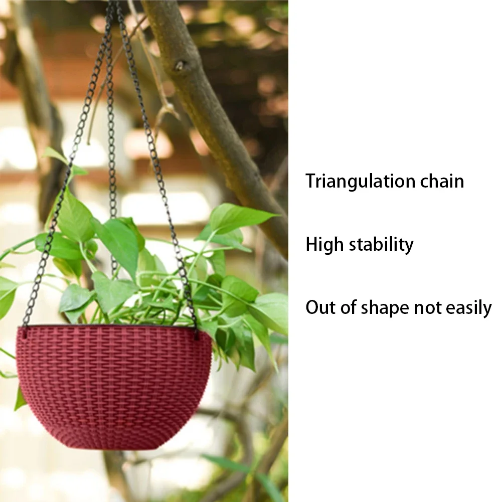Flower Pot 40cm Imitation Rattan Hanging Basket Chain With 3 Hooks Hydroponic Plants