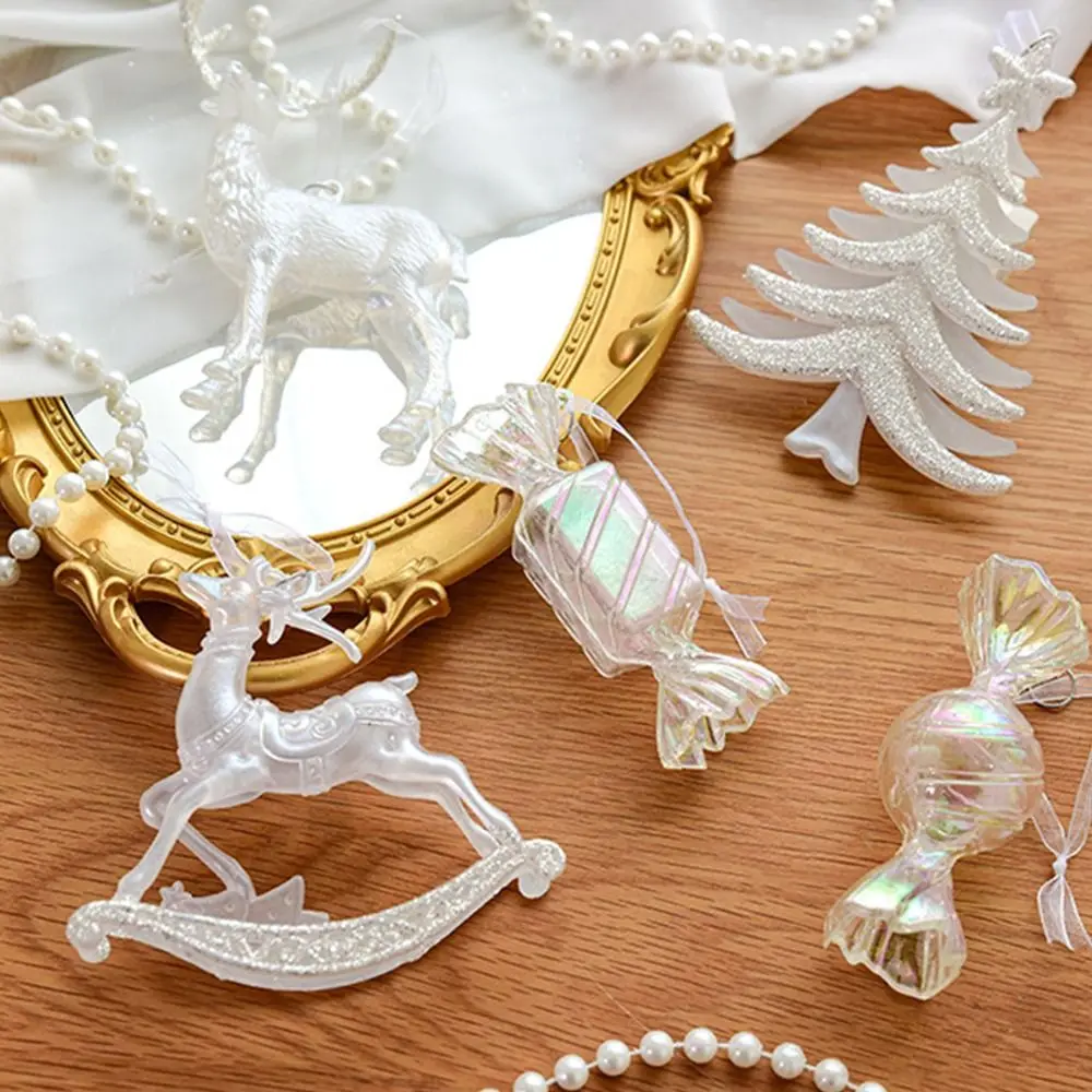 15cm Christmas Snowflake Piece Xmas Tree Pendants Noel Crystal Deer Wreath Hanging Ornaments Merry Christma Decor For Home