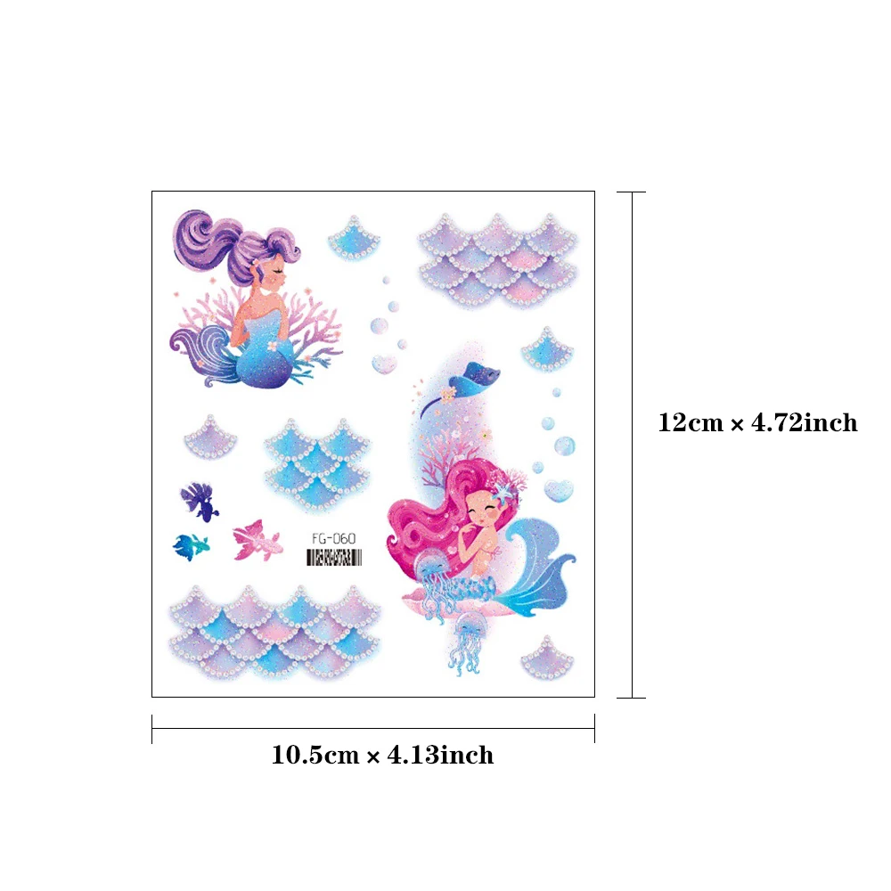 Temporary tattoos 12pcs Unicorn Mermaid Tattoo Waterproof Temporary Sticker Body Art Fake Tattoos