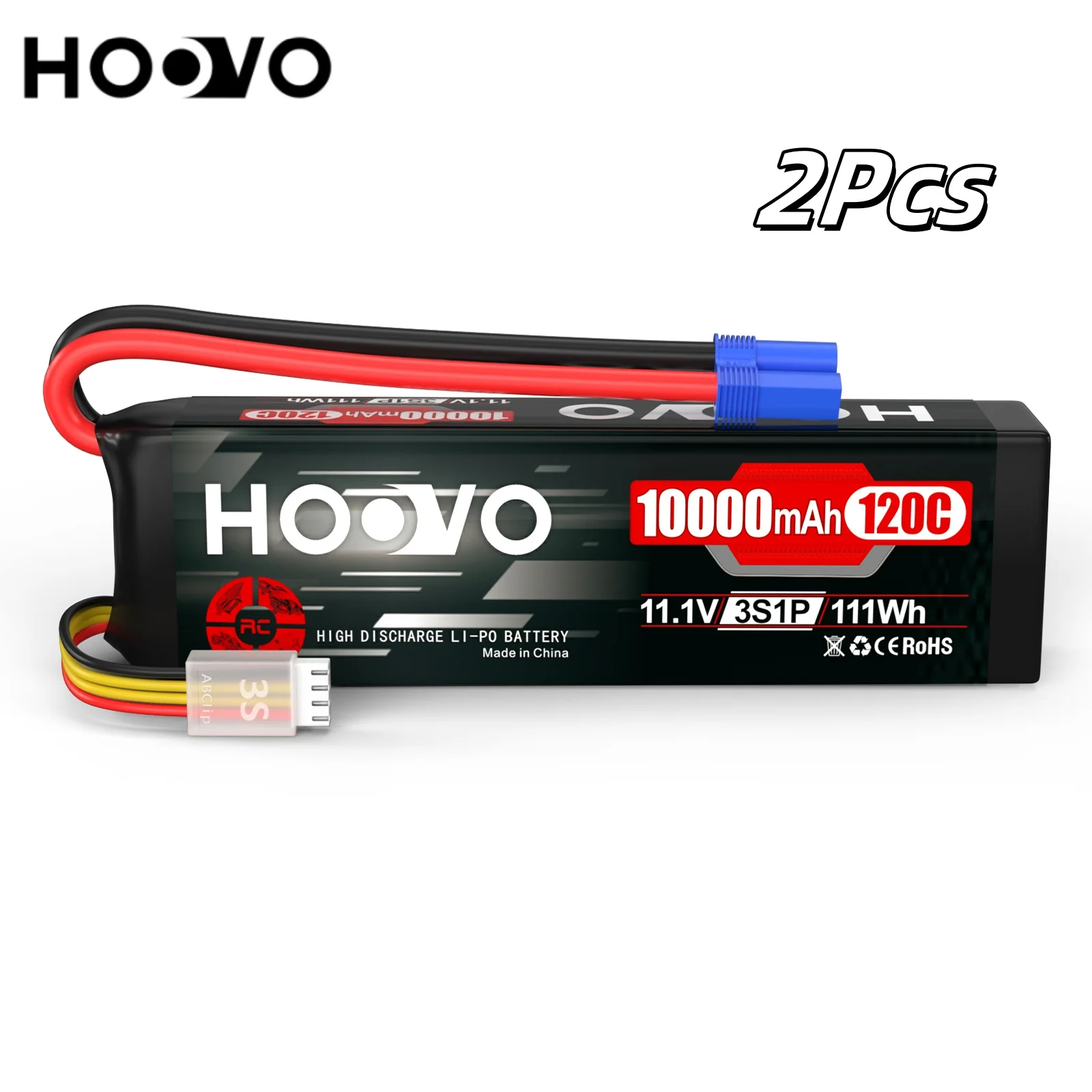 Waterfall Display Hooks HOOVO 2S Lipo Battery 7.4V 8000mAh 120C - Hard Case RC Car Battery With EC5 Plug 2-Pack EC5 Connector Lipo For 1/8 1/10 Scale Vehicles