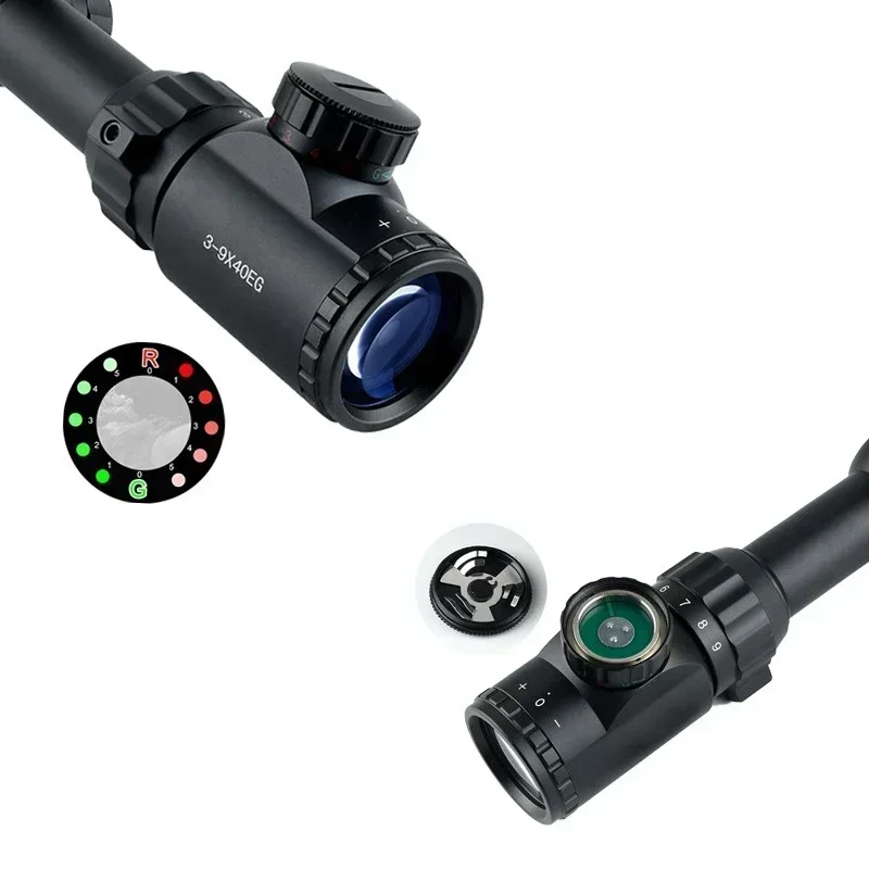 3-9x40EG Tactical Scopes 3-9x32 Outdoor Hunting Riflescope Optical Shooting Airsoft Sight Green Red Illuminated Sniper Scope rifle scope