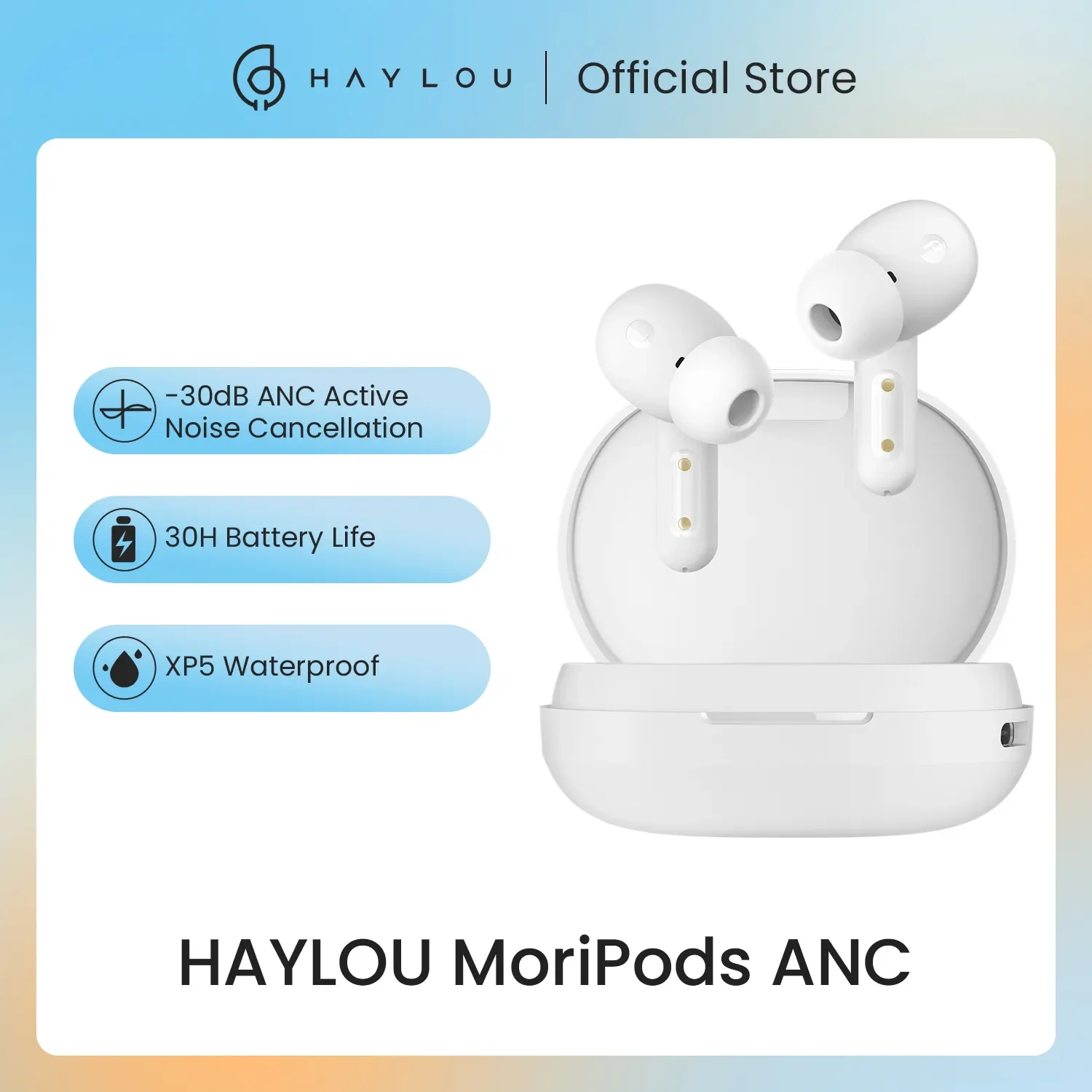 HAYLOU MoriPods ANC Bluetooth Earphones V5.2 TWS Wireless Headphones ...