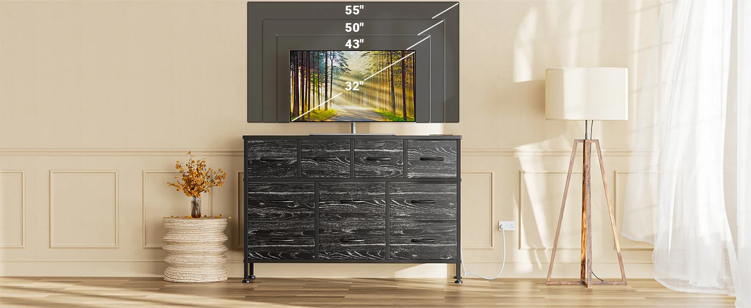 Black Dresser with Outlets