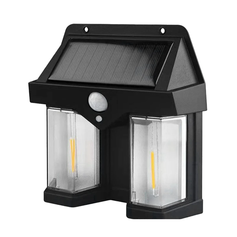 

1 Piece Outdoor Solar Wall Lamp Outdoor Dual-Core Solar Induction Lamp Black ABS Waterproof IP65 Wireless Motion Sensor