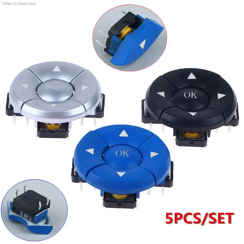 Wholesale 5pcs/set A14 cap 5 way direction Combination switch B3F-4055 with Arrow OK button SMD Micro Tactile Tact Taster