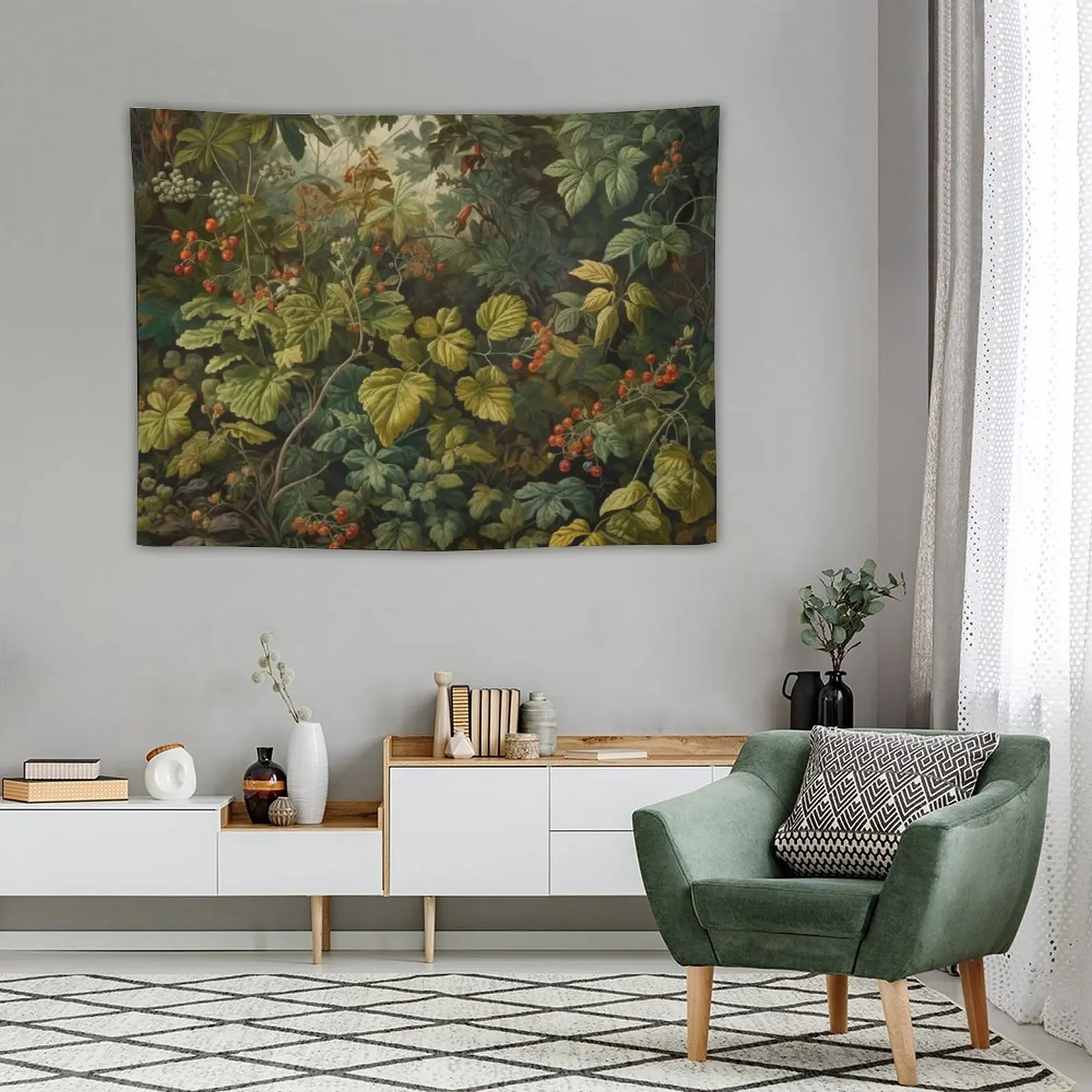 빈티지 식물 장식 자연 그림 그림 태피스트리, 침대 방 장식, 벽걸이 벽걸이