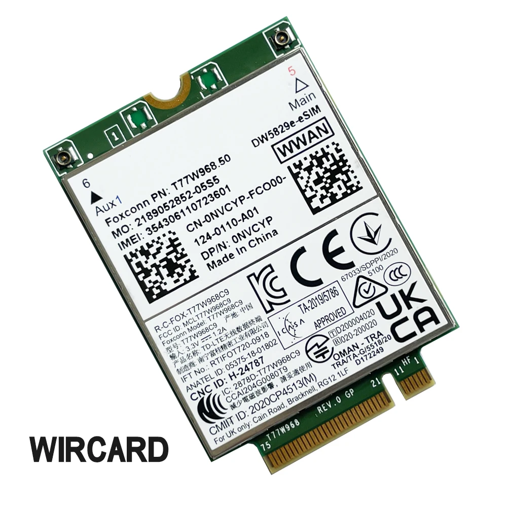 Módulo do Portátil 4g para Dell T77w968.50 Dw5829e-esim Dw5829e X20 Lte Cat9 450mbps Fdd-lte Tdd-lte Dell 7320 7330 7520 7530 7430 - Imagem 6