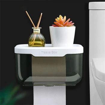 Boîte porte-papier hygiénique sans poinçon, support de rangement étanche pour salle de bains, boîte de rangement pour rouleau de papier de cuisine, support mural suspendu 1