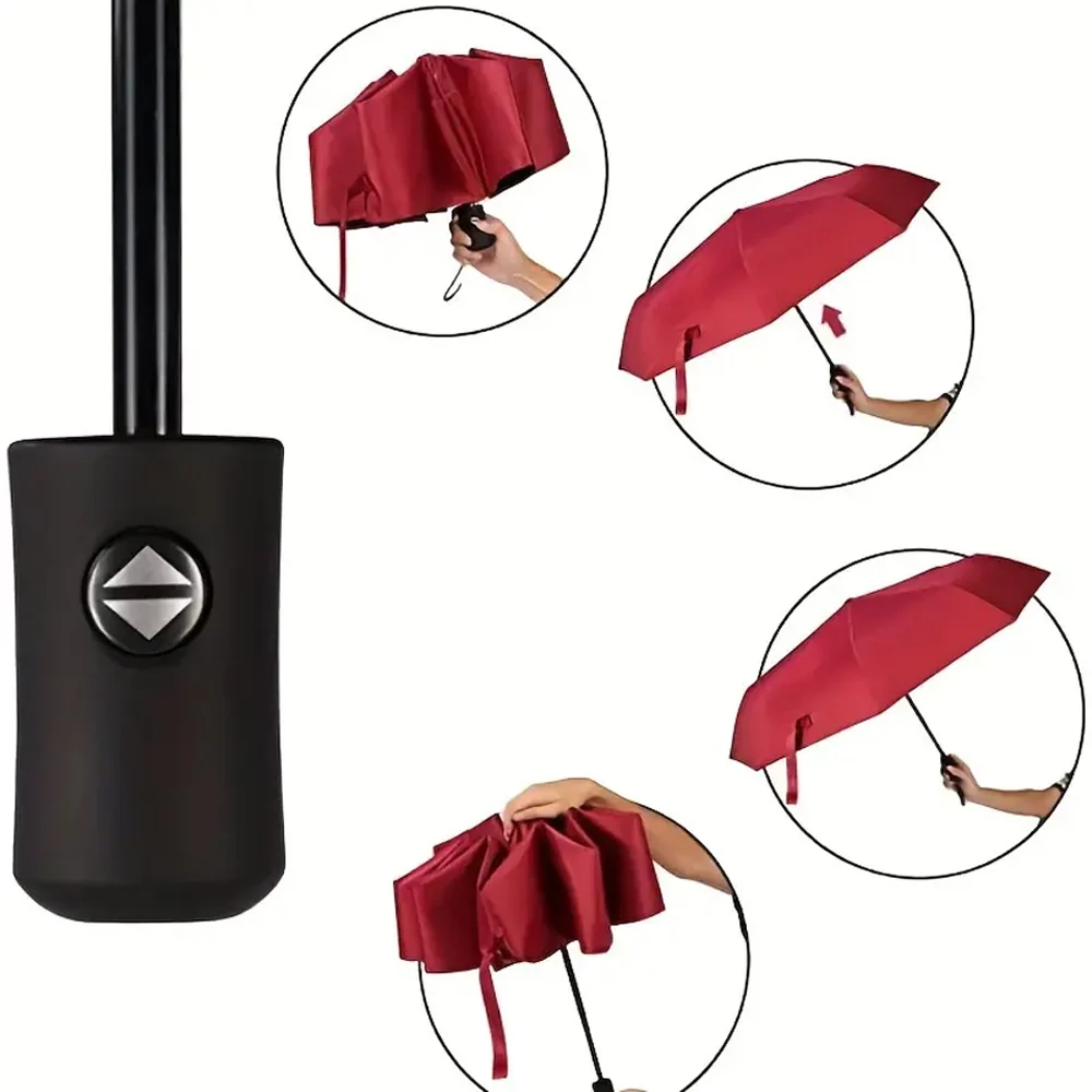 Windproof Travel Umbrella Wind Resistant Small-Compact Light Automatic Strong Steel Shaft Mini Folding and Portable