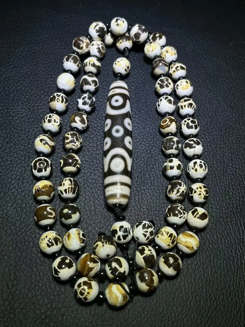 

Magical Tibetan Dzi Bead 15 Eyes Pendant Amulet Nature Pattern Beads Hanging Lucky Energy Necklace Talisman
