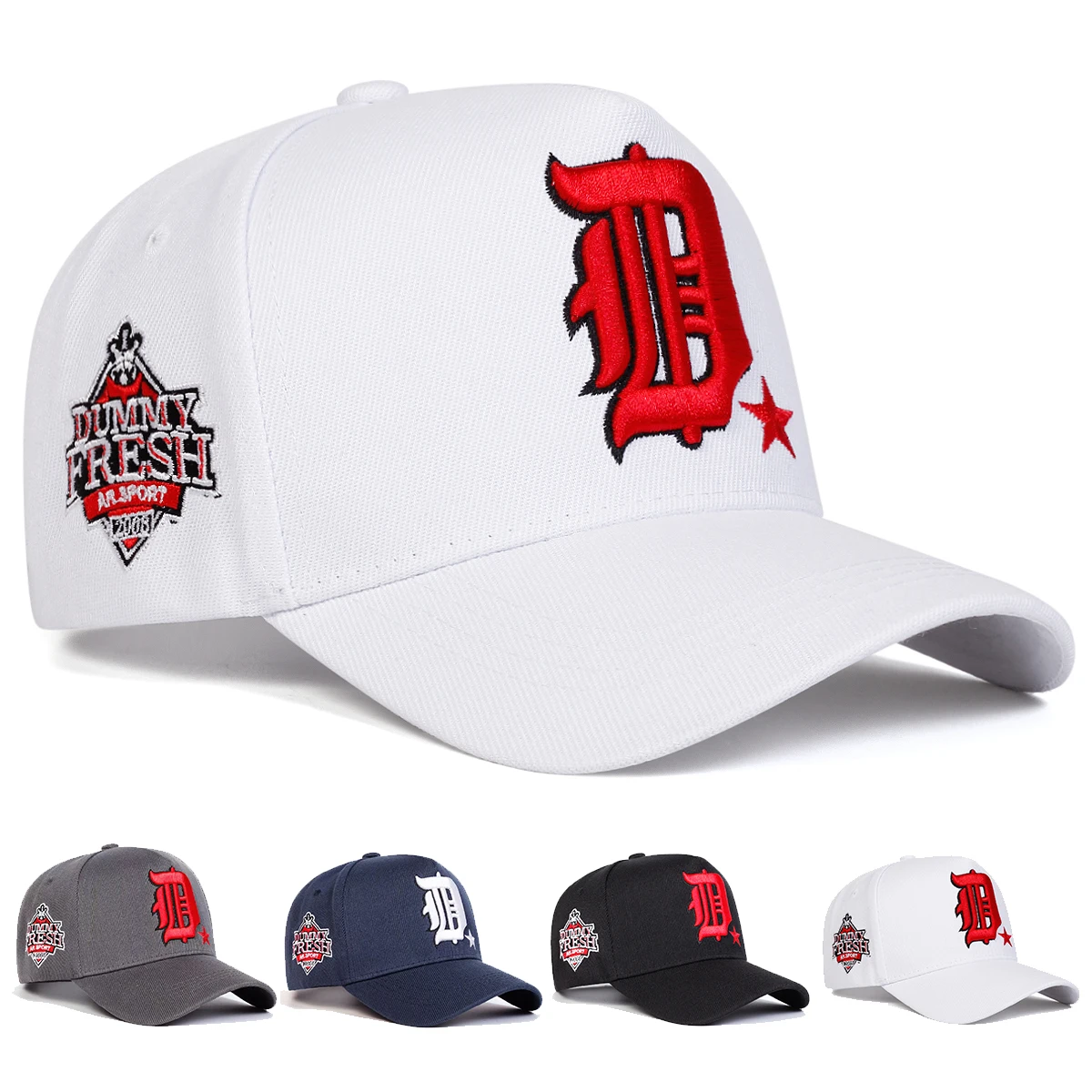 Unisex D-Buchstaben-Stickerei seitlich DUMMY FRESH Baseballkappen Frühling Herbst Outdoor Verstellbare Freizeithüte Dad Hat Sonnenschutzhut – Detail 1