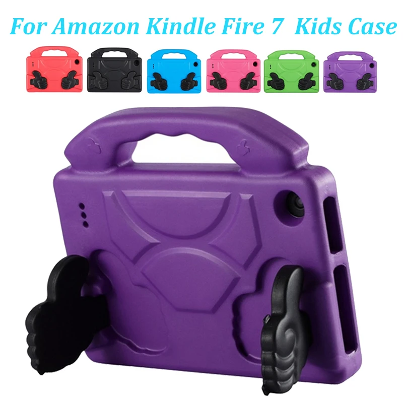 

For Amazon Kindle Fire 7 2015 2017 2019 Soft EVA Cute Hand-held Case Tablet Handle Stand Cover Shockproof Protection Back Shell