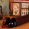 Vintage archaistic Single Red Wine Box Portable round Wood Wine Box Retro Gift Wine Storage Box Bottle Packag Wth Handle 4