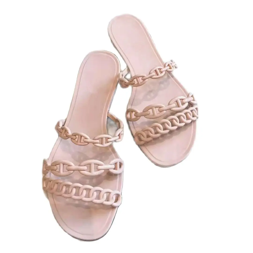 New Styles Slippers Ladies Sandals Rubber Jelly Summer Fashion Bench Flat Girls Flip Flops Purple Women Shoes Size 35-41