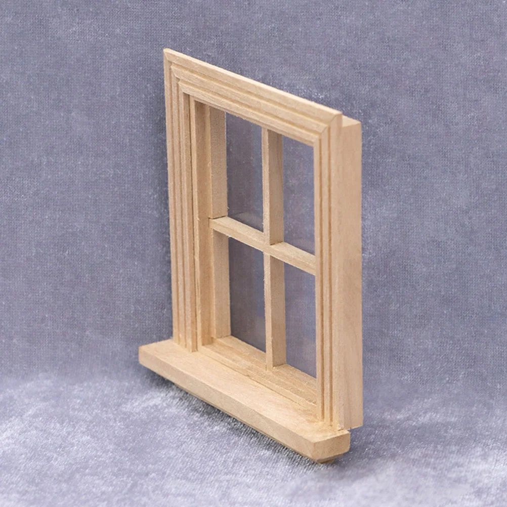 

Plain Four-pane Window Mini Model Fairy Toy House Decors Furniture Adornment Wooden Miniature