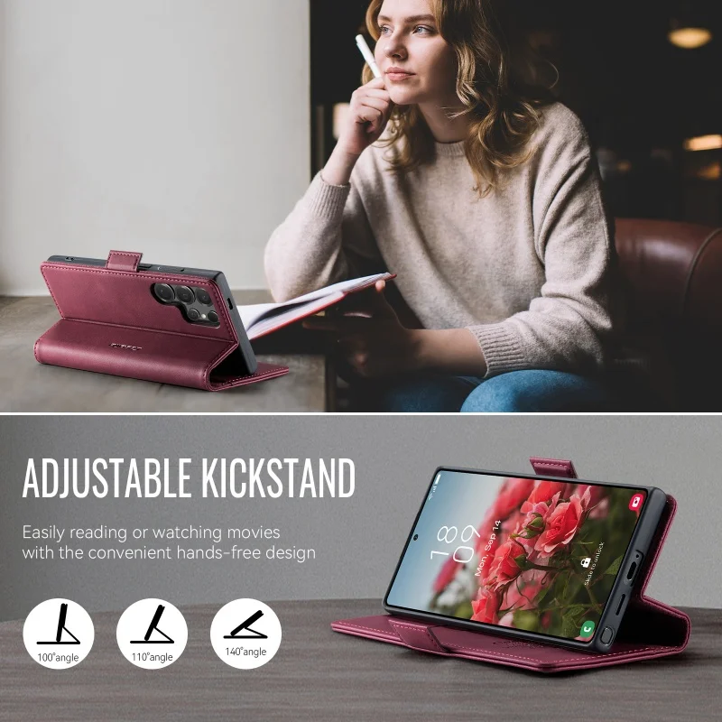CaseMe Magnetic Leather Wallet Phone Case with Card Holder
