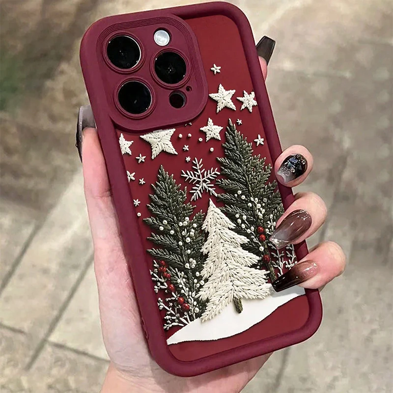 Festive Christmas Tree Design Soft Bumper Phone Case
