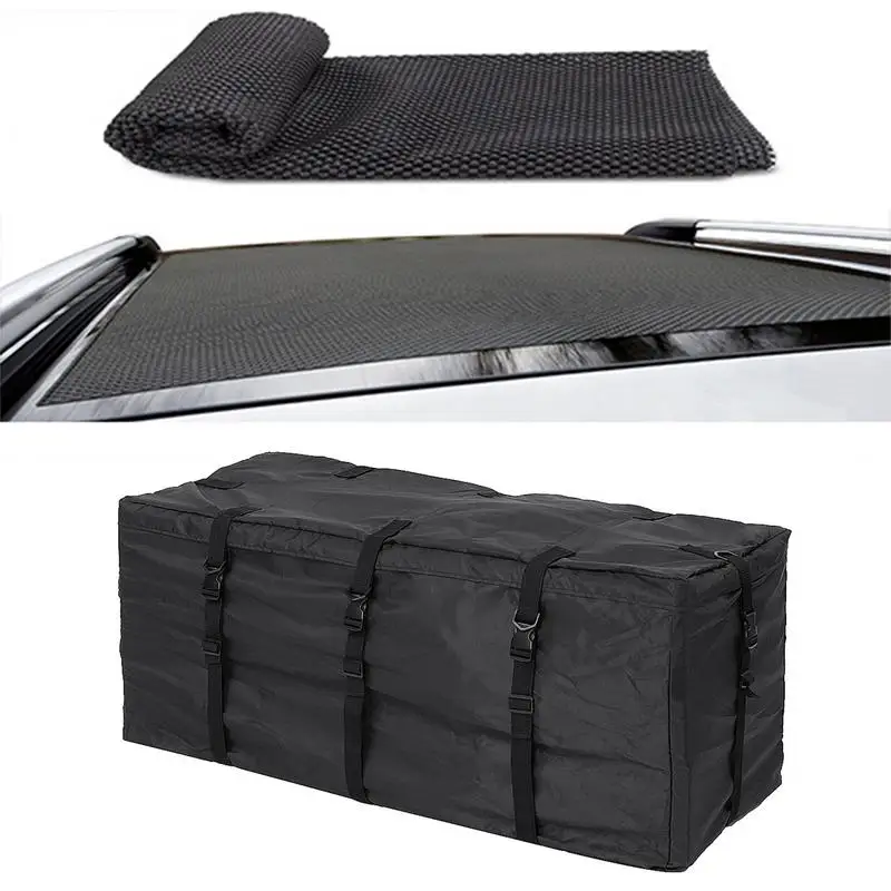 

Oxford Cloth Car Roof Bag Cargo Carrier Rooftop Luggage Black Storage Travel Waterproof SUV Van For Vehicle Auto Accessories