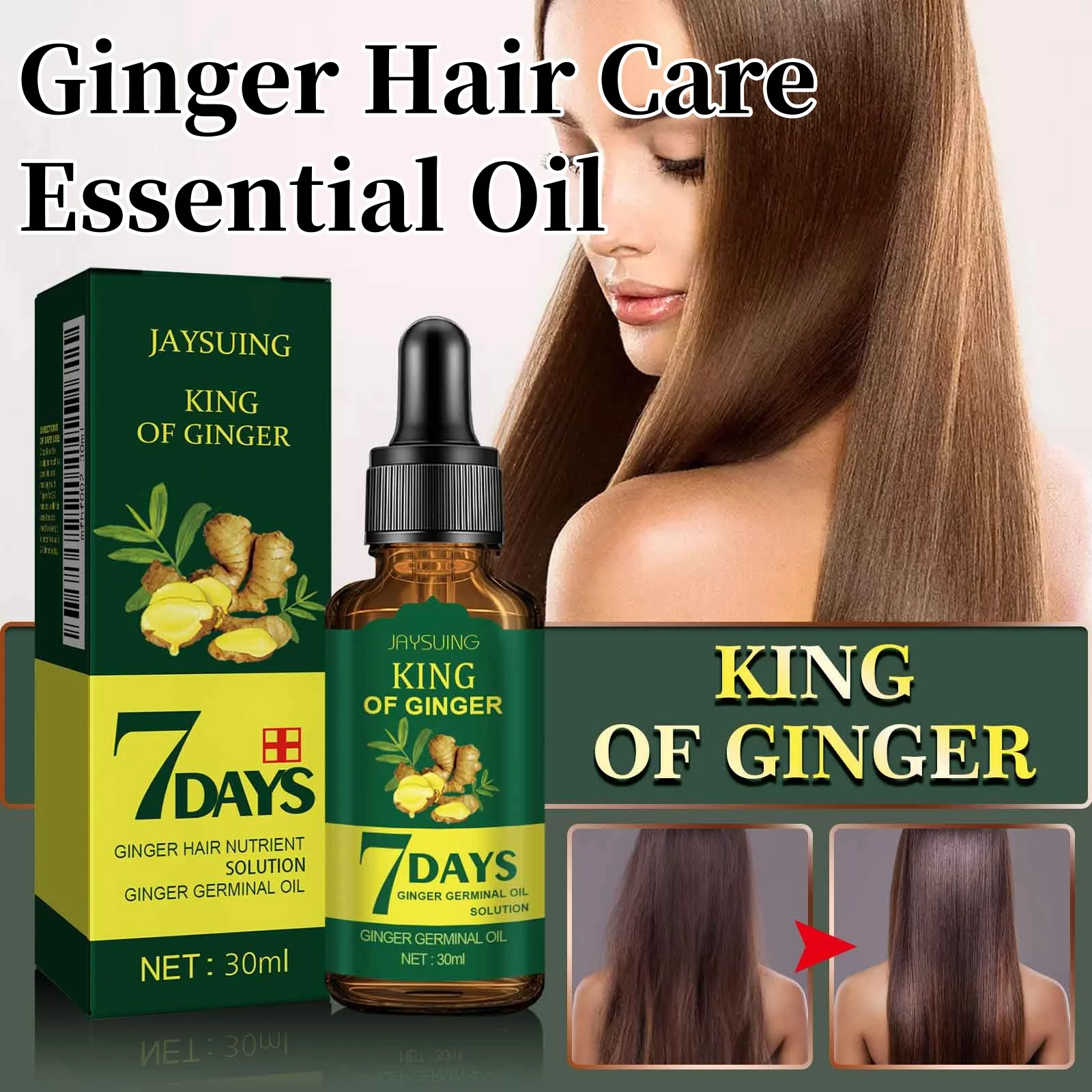 Hair Treatment Oil Ginger Hair Care Essential Oil Nourish Scalp Hair Follicles Gentle Refresh Control Oil Strengthen Roots Nutrient Solution
