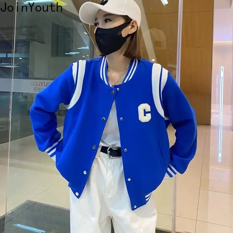 2025 여성 의류 패션 자켓 여성 두꺼운 캐주얼 레드 야구 유니폼 Ropa Mujer 느슨한 한국어 오버 사이즈 코트 Y2k 탑스