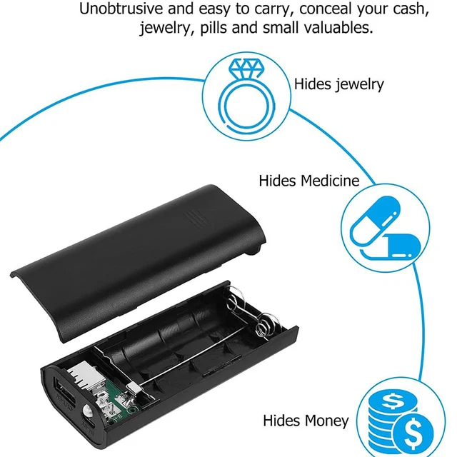 Money Safe Box Key Cash Hidden Storage Creative Fake Power Bank Pill Case Box Container Hiding Spot Prevent Robbers 4