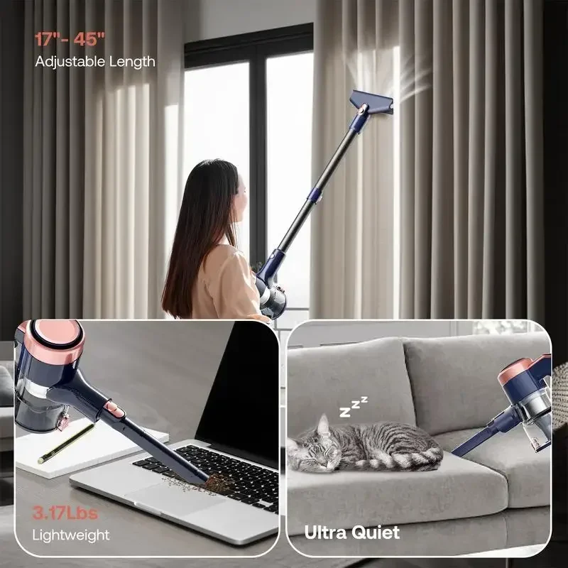Homeika Cordless Powerful Vacuum Cleaner,LED Display Lightweight Stick Vacuum with Sofa Brush for Hard Floor/Carpet/Pet Hair/Car 4