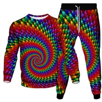 Colorful Tie Dye Vortex 3D Print Men's Sportswear Set New Long-Sleeved T Shirt Pants 2-Piece Set Oversized Pullover Men Clothing 1