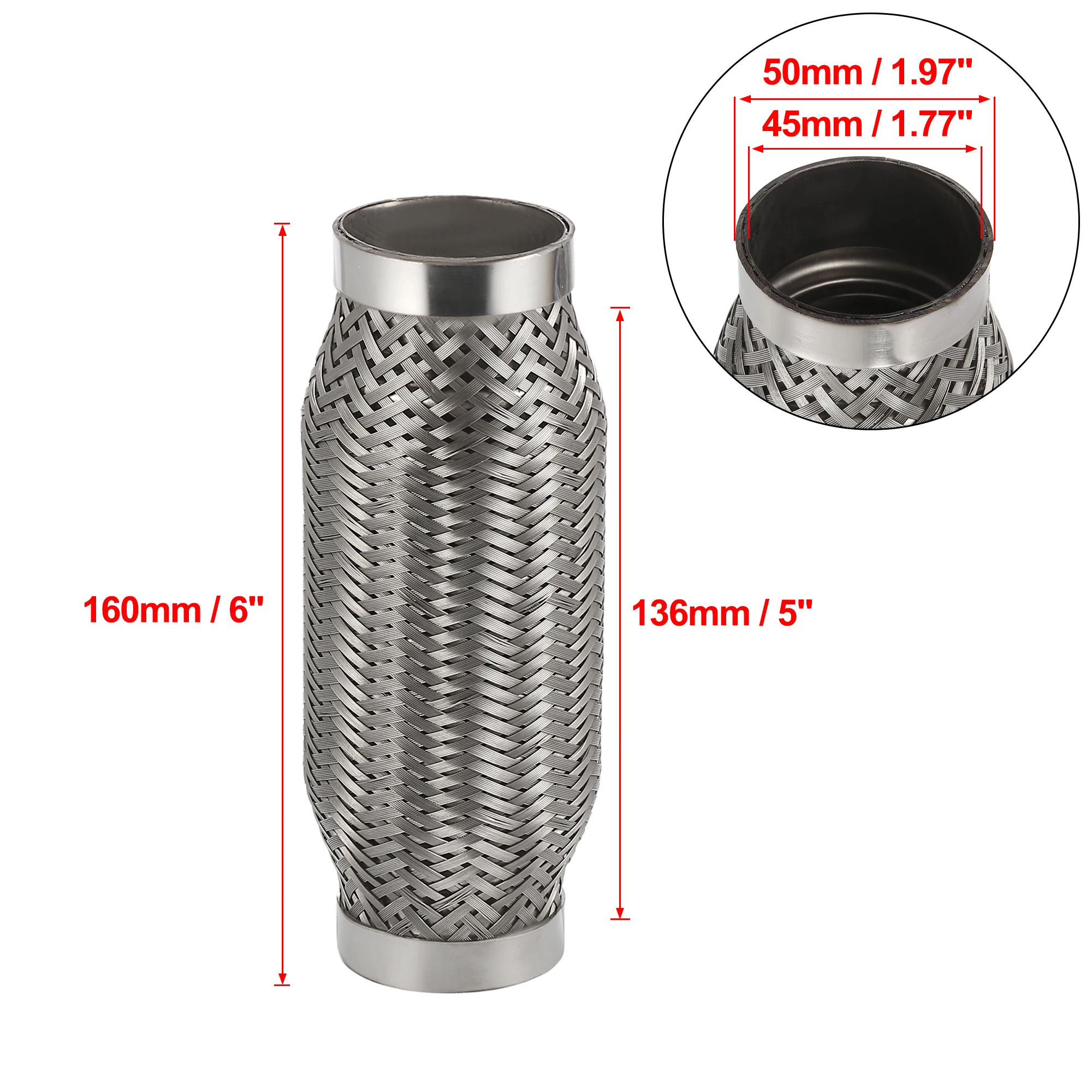 Car Muffler Exhaust Flex Pipe Flexible Tubing Exhaust Joint Silencer Stainless Steel 45/50/55/65/70/75mm 160mm 200mm exhaust muffler tip exhaust trim pipe exhaust pipe muffler exhaust pipe connector