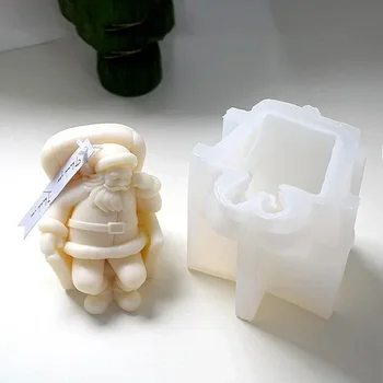 Xmas Candle Silicone Mold Sleeping Santa Claus Christmas Aromatherapy Candle Silicone Mold DIY Decorative Plaster Mold 2