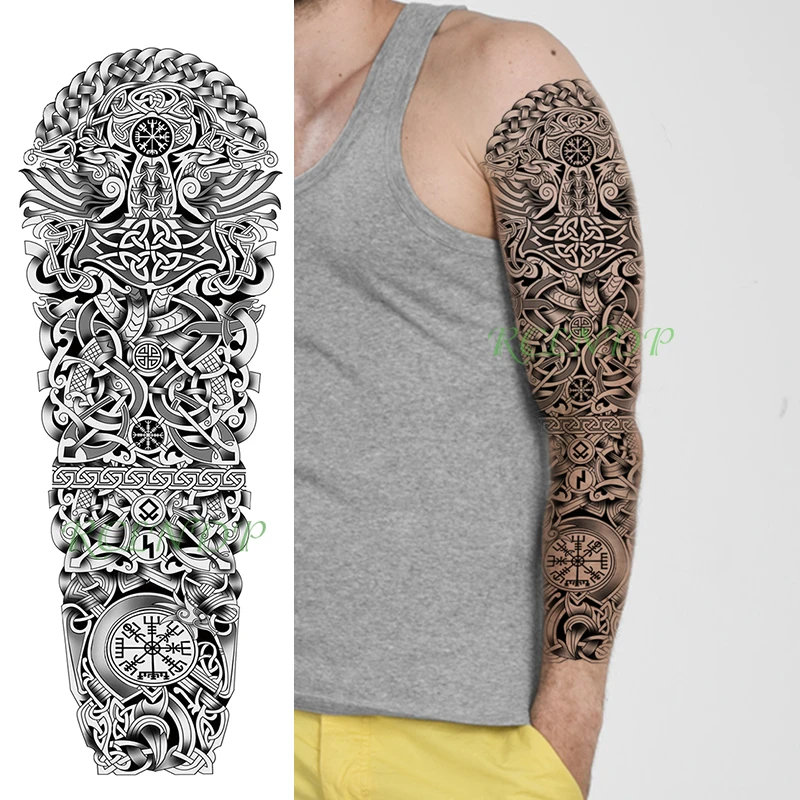 Waterproof Temporary Tattoo Sticker Chinese style knot totem pattern full  arm fake tatto flash tatoo for men women|Temporary Tattoos| - AliExpress