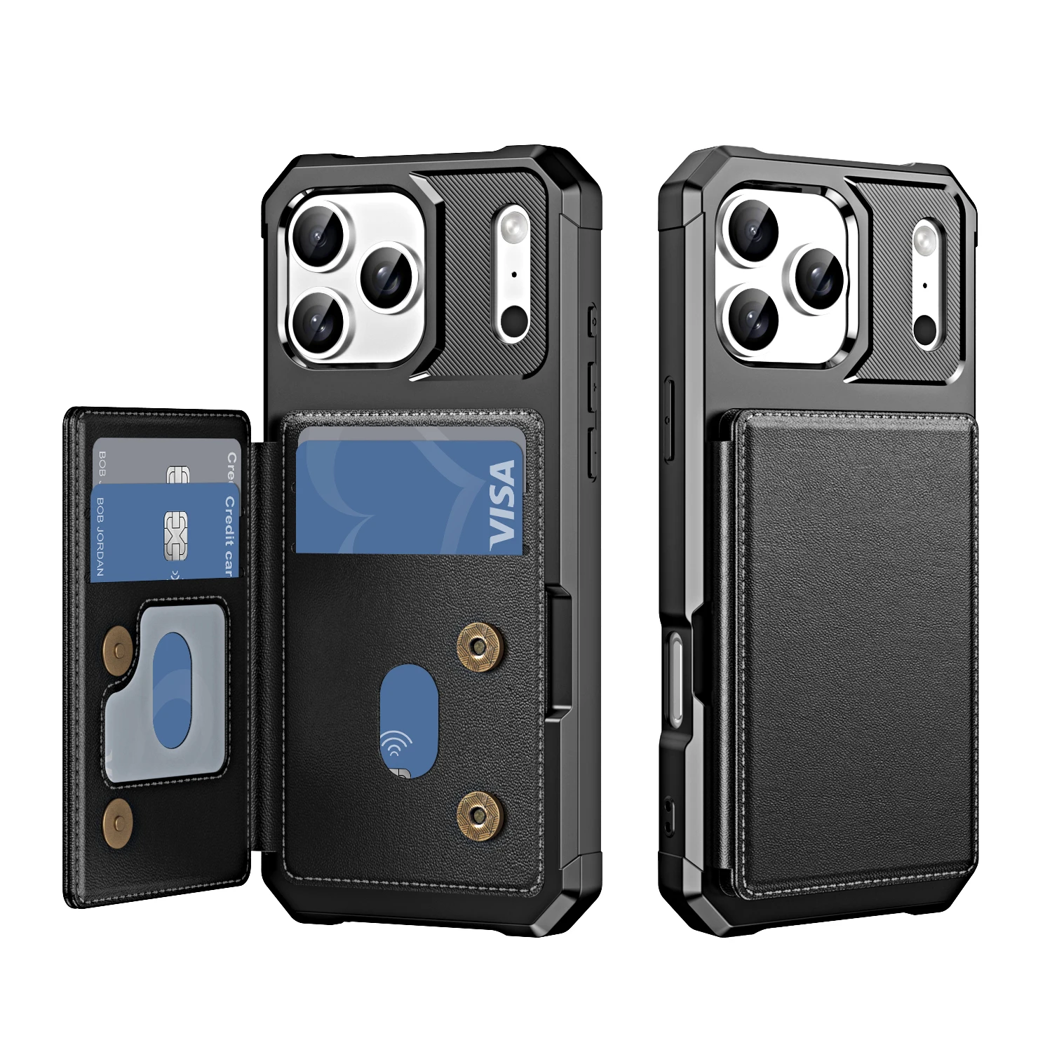 Leather Flip Wallet Phone Case with Card Slot and Stand - Anti-Drop Protective Cover