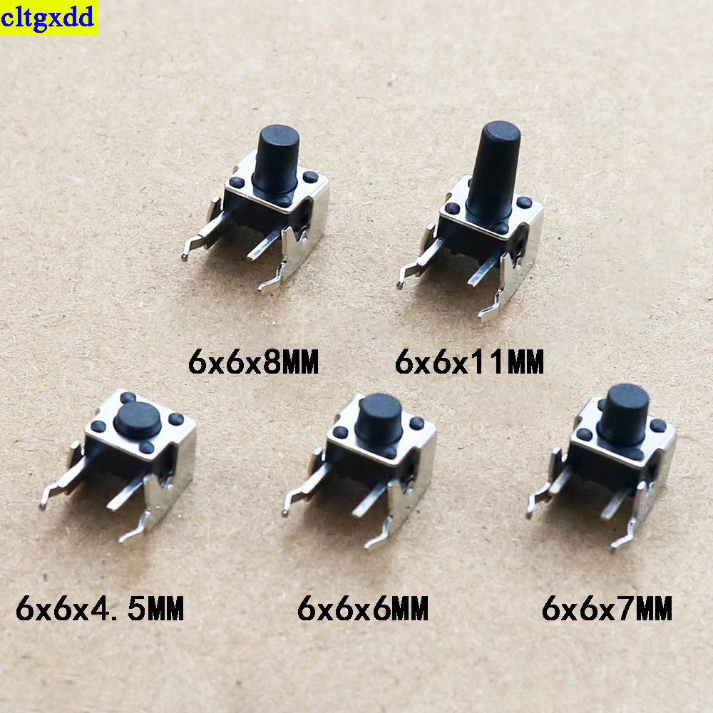 Cltgxdd 10piece 6x6mm panel PCB instant touch mini switch 6*6*4.3/5/6/7/8/11mm right angle bracket touch switch button