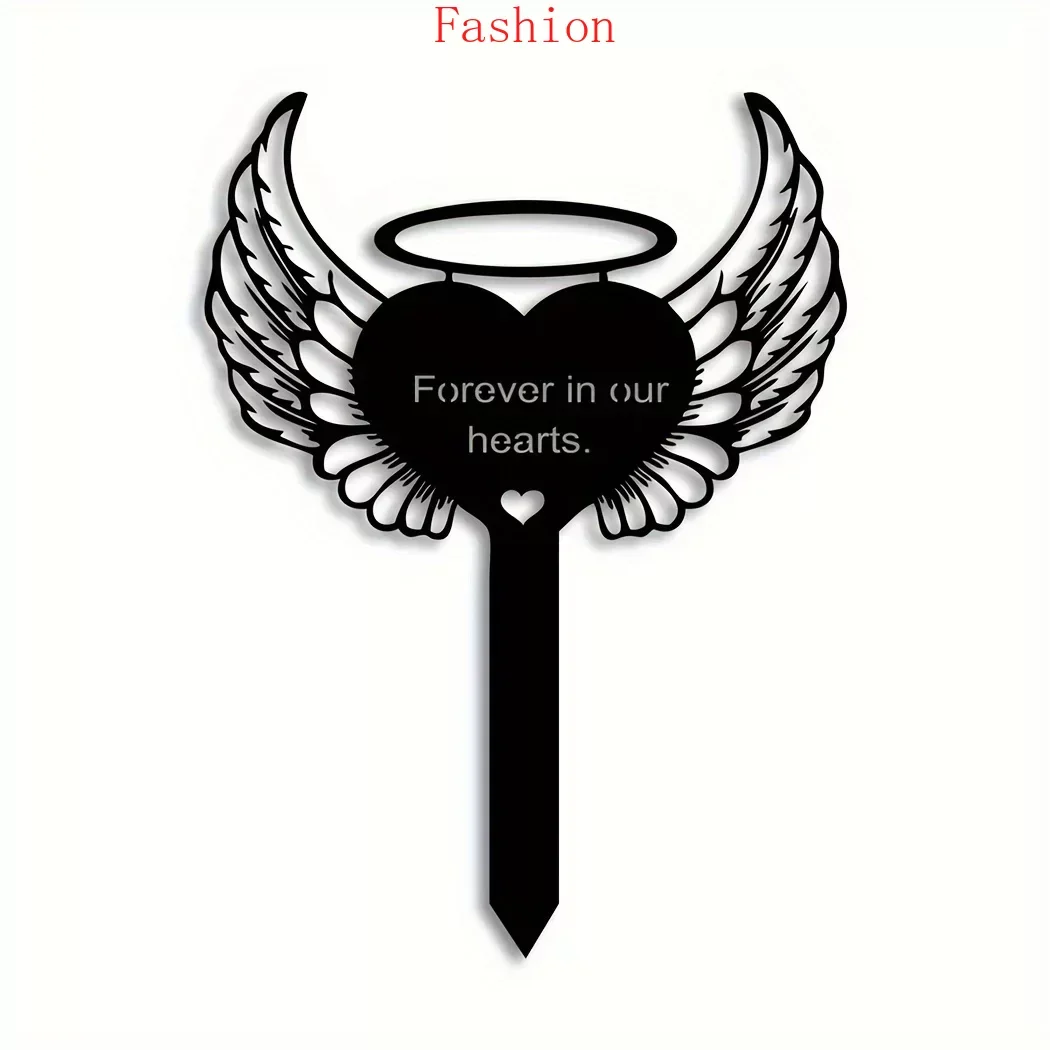 

Heart Angel Wings Memorial Stake Metal Garden Stake Yard Decor Stake Metal Memorial Grave Marker Pet Memorial Gift wall decora