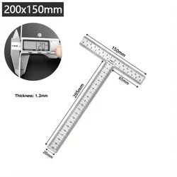 Integrated Stainless Steel T - Shaped Engineering Ruler with Right Angle and Enhanced Scale (200x150mm)