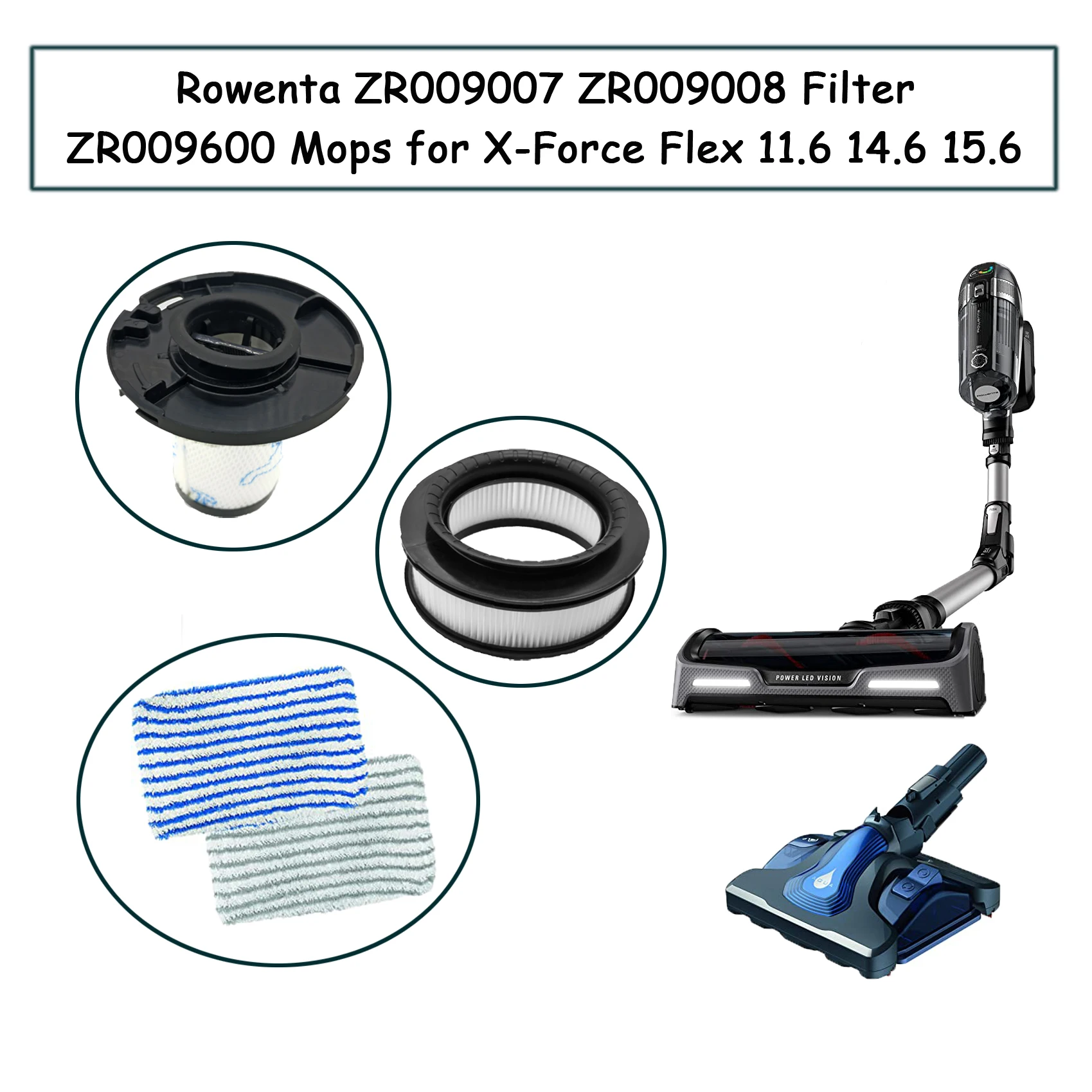 Lot De 4 Filtre Pour Rowenta X-Force Flex 11.60 12.60 14.60