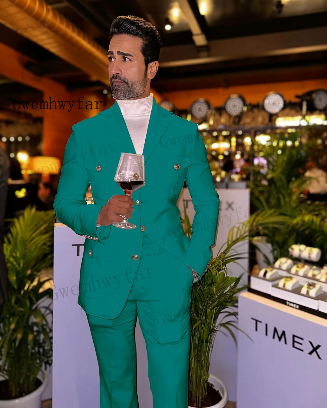 Gwenhwyfar Mint Green Affrica Slim Fit Men Suits 2 Pcs Tuxedos Terno Masculino Blazer Sets Groom Wedding Prom Costume Homme