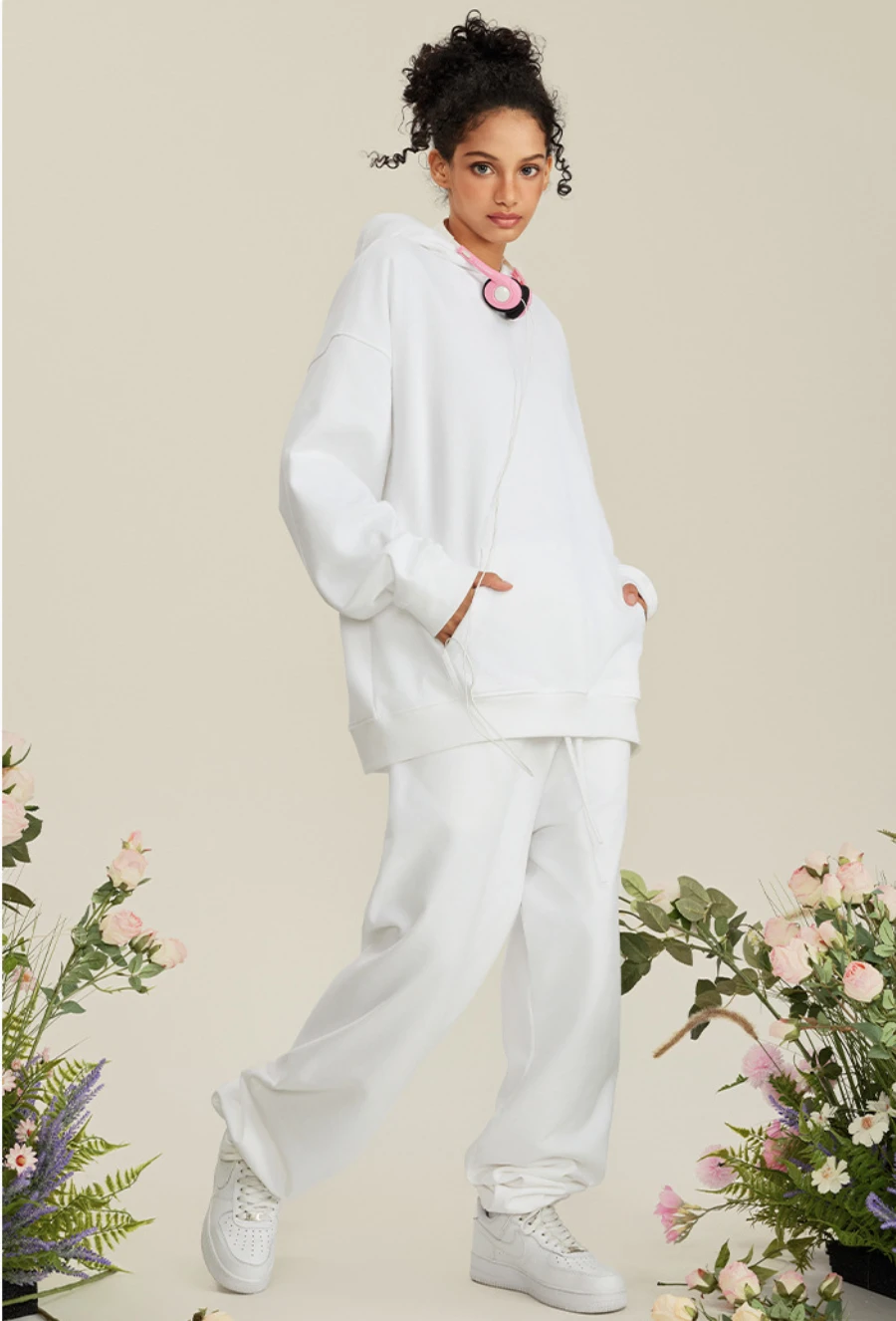 Bornladies Couple Hoodies Sets Women Loose Hooded Fashion Brand Sweater Female Solid Color Plush  Pullovers  Warm Jacket  Winter